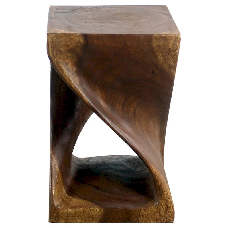 Tabouret Original Twist en Bois 12 X 12 X 18 po Huile Noyer - 12 x 12 x 18