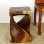 Tabouret Original Twist en Bois 12 X 12 X 18 po Huile Noyer - 12 x 12 x 18