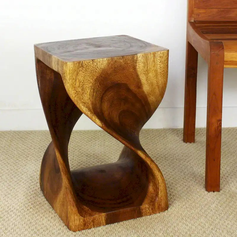 Tabouret Original Twist en Bois 12 X 12 X 18 po Huile Noyer - 12 x 12 x 18