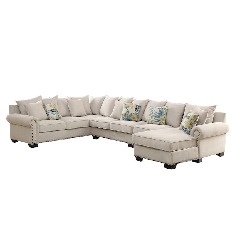 Canapé d'angle contemporain Riti en tissu beige