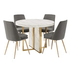 Ensemble de table à manger ronde de 43 pouces en faux marbre