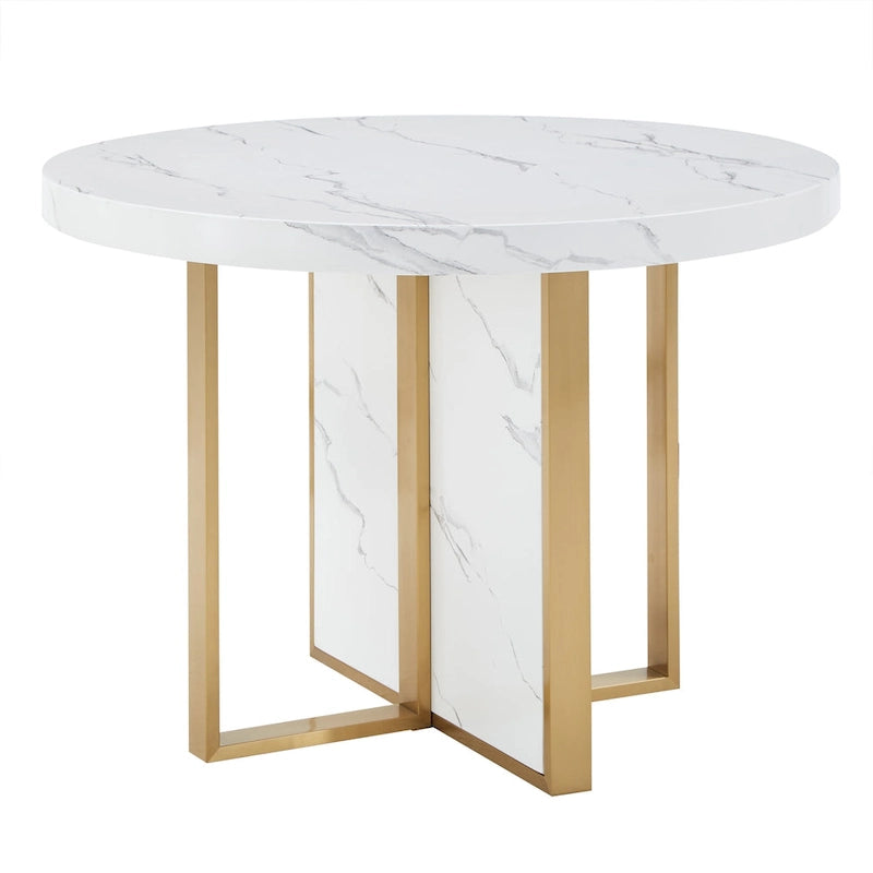 Ensemble de table à manger ronde de 43 pouces en faux marbre