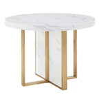 Ensemble de table à manger ronde de 43 pouces en faux marbre