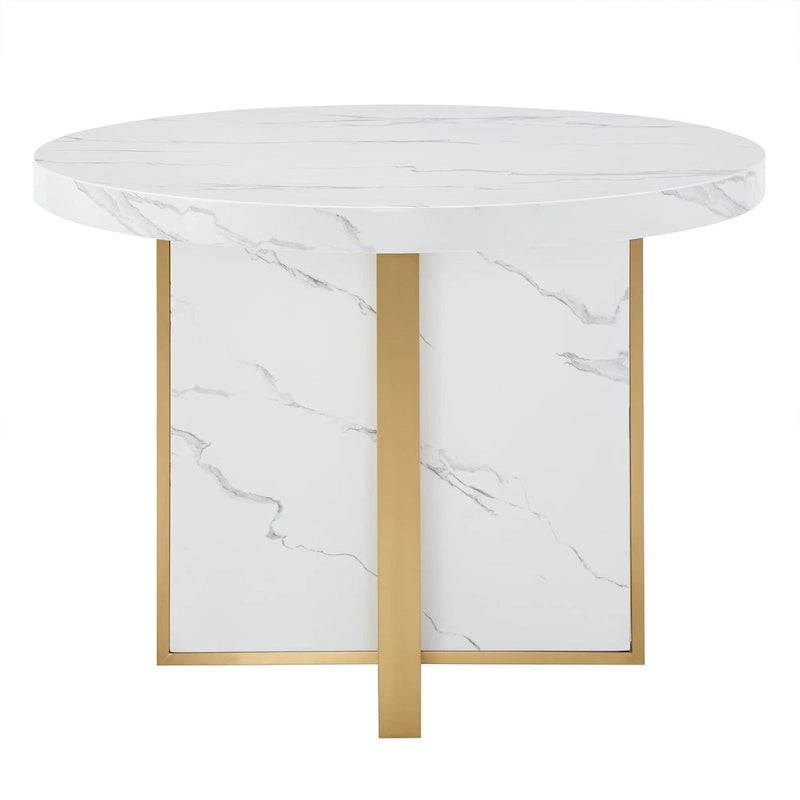 Ensemble de table à manger ronde de 43 pouces en faux marbre
