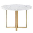 Ensemble de table à manger ronde de 43 pouces en faux marbre
