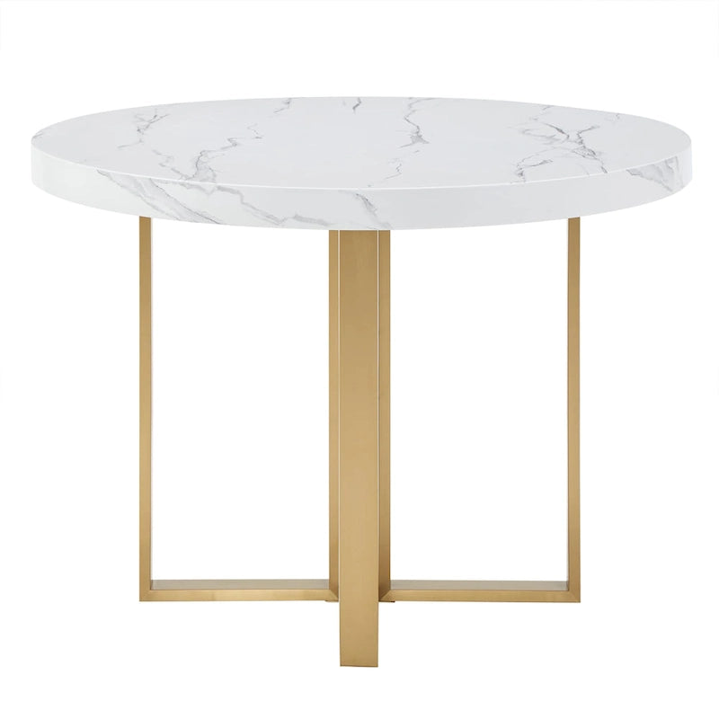 Ensemble de table à manger ronde de 43 pouces en faux marbre