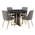 Ensemble de table à manger ronde de 43 pouces en faux marbre