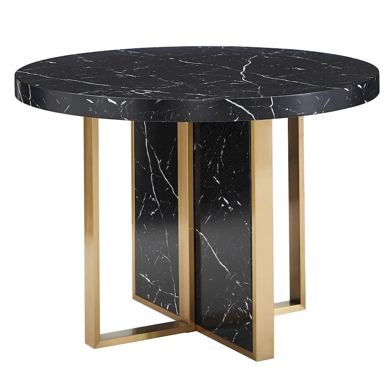 Ensemble de table à manger ronde de 43 pouces en faux marbre