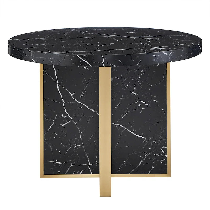 Ensemble de table à manger ronde de 43 pouces en faux marbre