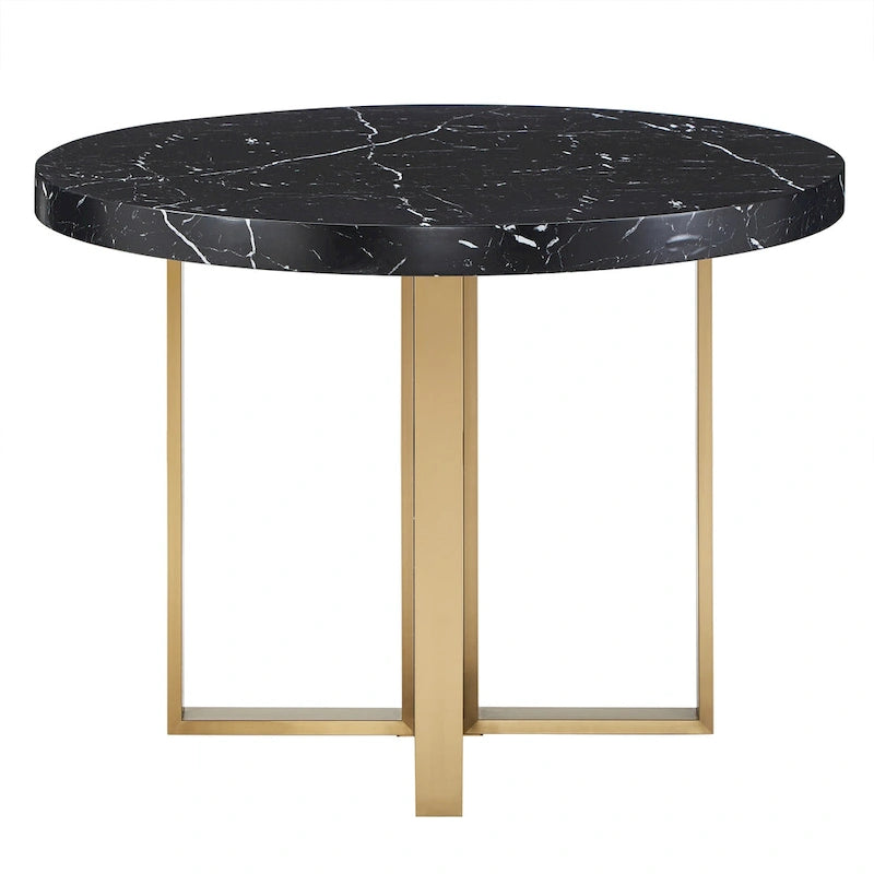 Ensemble de table à manger ronde de 43 pouces en faux marbre