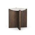 Table d'appoint ronde Bianca en bois marron foncé et marbre - 22,0L x 22,0l x 22,0H