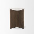 Table d'appoint ronde Bianca en bois marron foncé et marbre - 22,0L x 22,0l x 22,0H