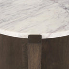 Table d'appoint ronde Bianca en bois marron foncé et marbre - 22,0L x 22,0l x 22,0H