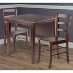 Table à rabats 3 pièces avec chaises à dossier échelle, Noyer