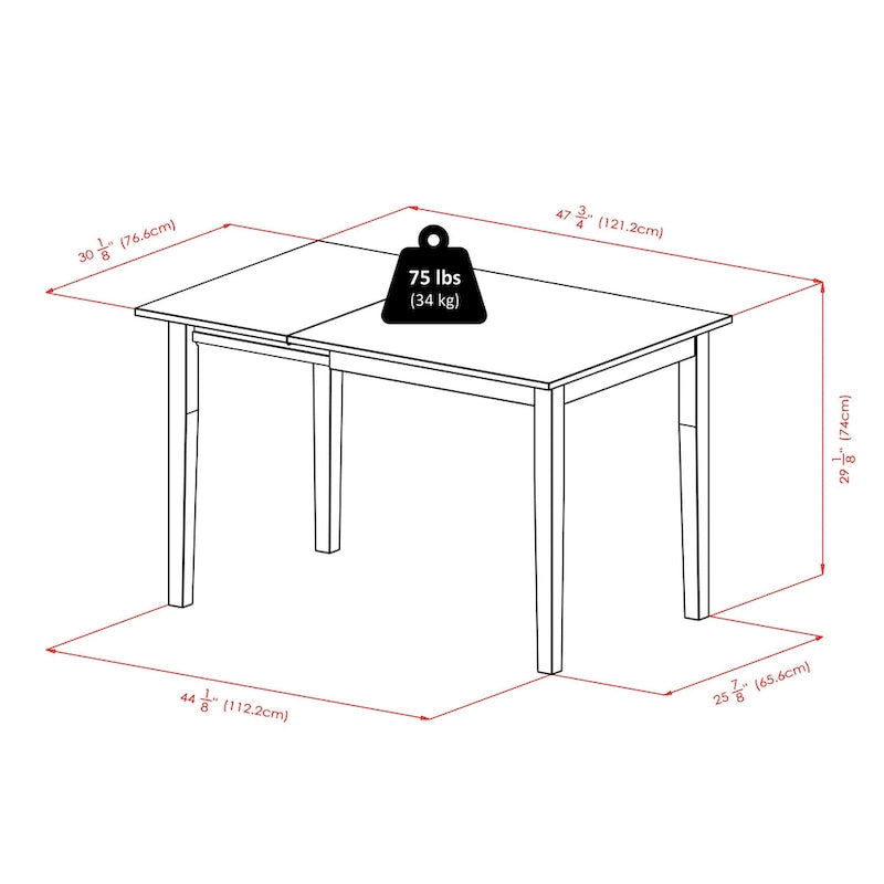 Table à rabats 3 pièces avec chaises à dossier échelle, Noyer