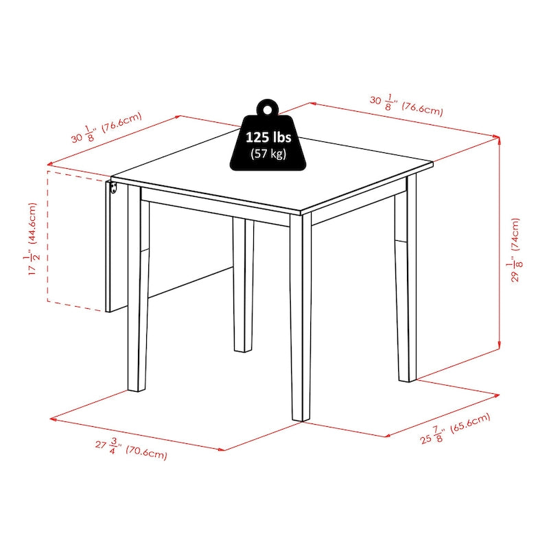 Table à rabats 3 pièces avec chaises à dossier échelle, Noyer