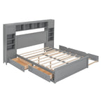 Lit queen en bois avec armoire tout-en-un