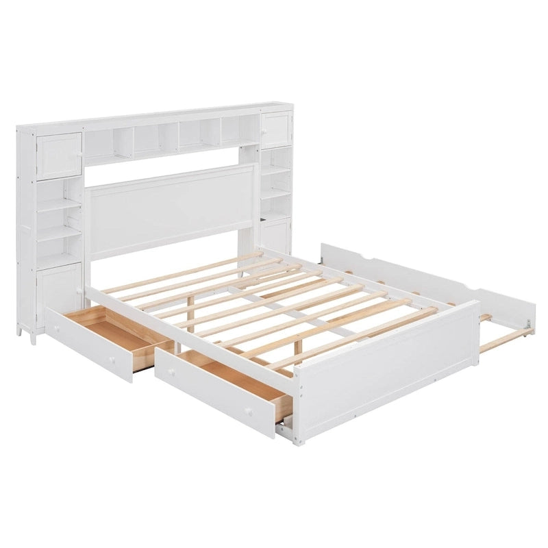Lit queen en bois avec armoire tout-en-un