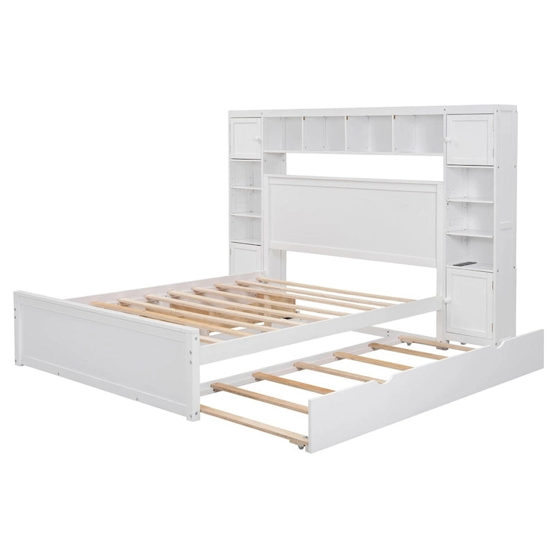 Lit queen en bois avec armoire tout-en-un