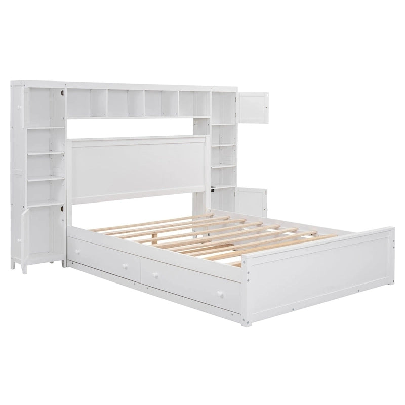 Lit queen en bois avec armoire tout-en-un