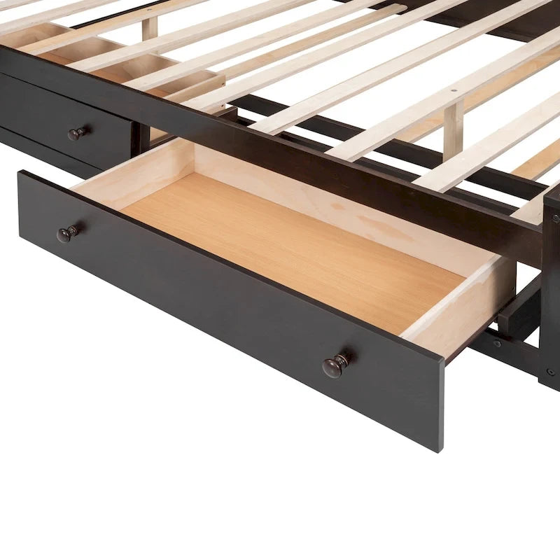 Lit queen en bois avec armoire tout-en-un