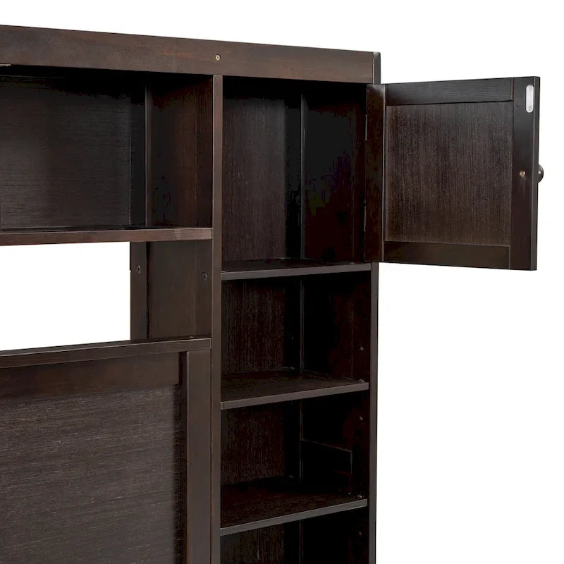 Lit queen en bois avec armoire tout-en-un