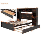 Lit queen en bois avec armoire tout-en-un