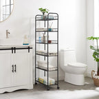 Chariot de rangement fin à roulettes à 6 niveaux, étagère mobile avec roues – 15,2 P x 57,9 L x 155 H cm