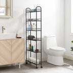 Chariot de rangement fin à roulettes à 6 niveaux, étagère mobile avec roues – 15,2 P x 57,9 L x 155 H cm