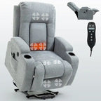 Fauteuil inclinable releveur avec massage 8 points et chauffage lombaire, porte-gobelets