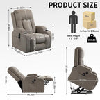 Fauteuil inclinable releveur avec massage 8 points et chauffage lombaire, porte-gobelets