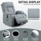 Fauteuil inclinable releveur avec massage 8 points et chauffage lombaire, porte-gobelets