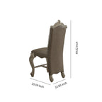 Chaise de comptoir en bois rembourrée en similicuir avec garniture cloutée, gris et blanc, lot de deux