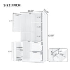 Meuble de rangement de salle de bain avec 2 portes, 2 tiroirs, étagère ouverte et étagère réglable