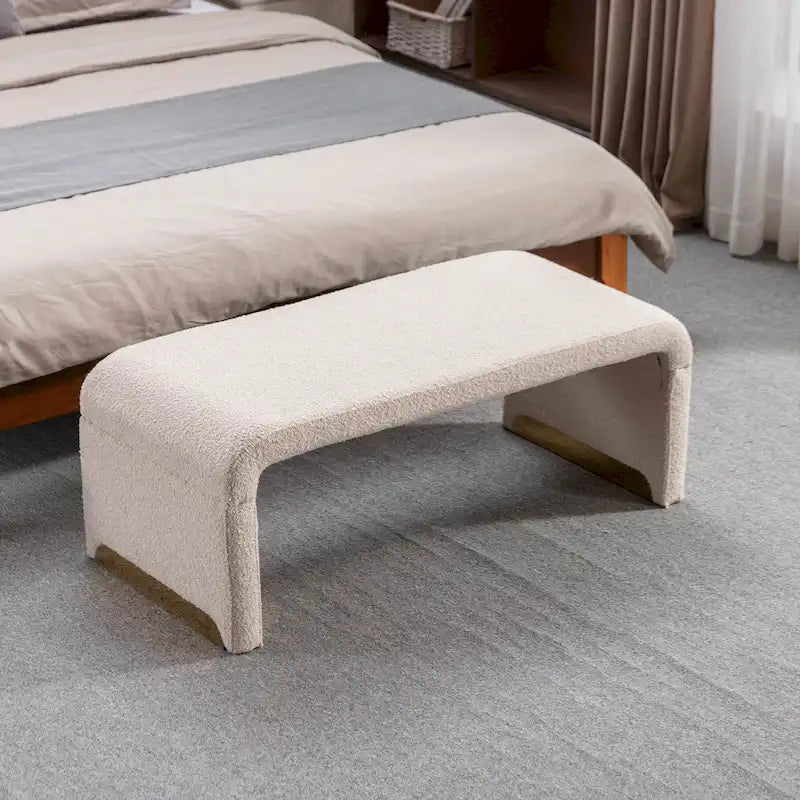 Banc avec pieds en métal doré