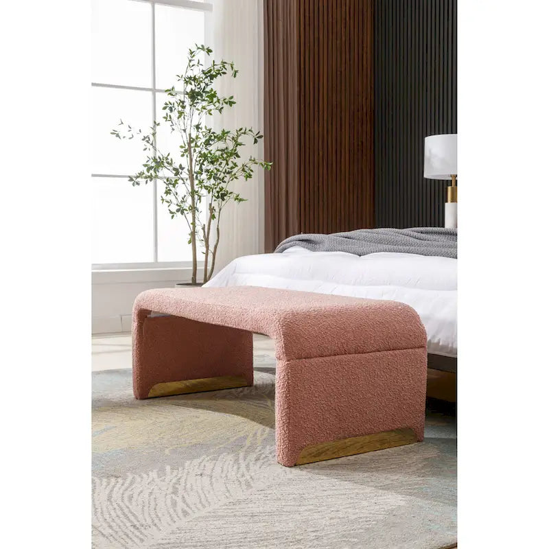 Banc avec pieds en métal doré